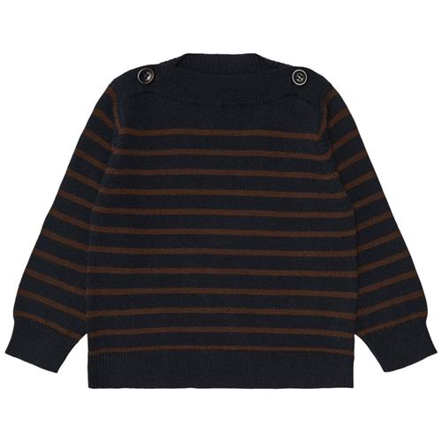 FUB Stribet Strikket Trøje Dark Navy/Amber | Marine blå | 68 cm