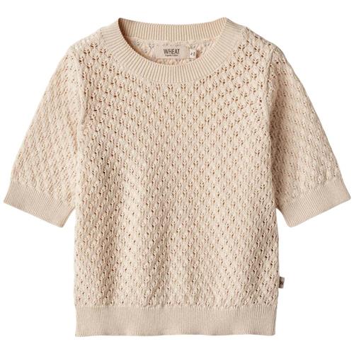 Se Wheat Alva Kortærmet Strikket Top Sandshell | Beige | 104 cm ved Babyshop