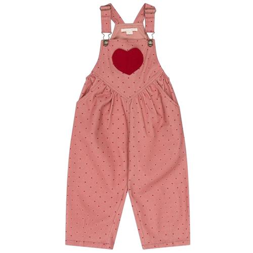 Konges Sløjd Nola Heart Overalls Gots - Mahogany Dot | Lyserød | 9 months