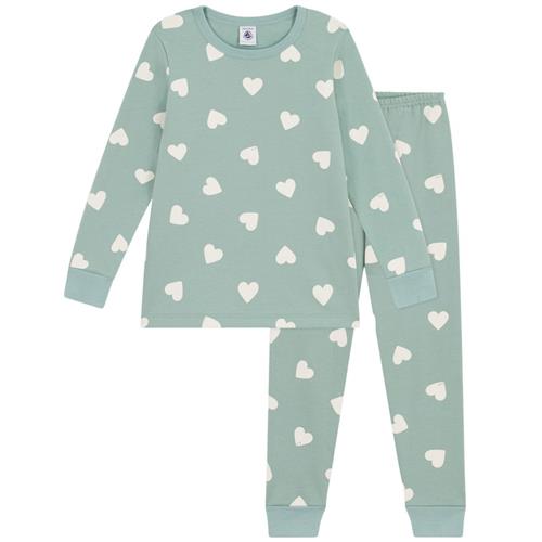 Se Petit Bateau Hjertemønstret Pyjamas Grågrøn | Grønn | 12 years ved Babyshop