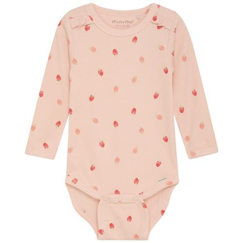 Minymo Mønstret Ribbet Babybody Spanish Villa | Lyserød | 86 cm