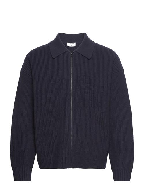 Se Filippa K Collar Zip Cardigan Filippa K Navy ved Booztlet