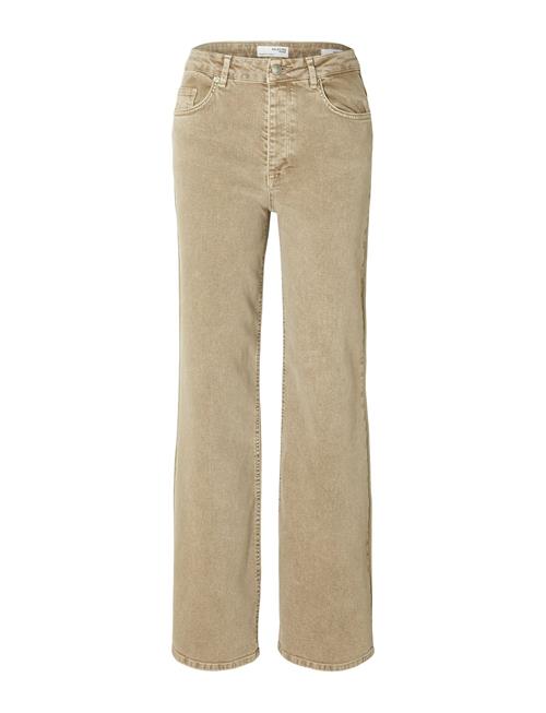 Se Selected Femme Slfalice-Cora Hw Latte Denim Wide Jeans Selected Femme Beige ved Booztlet