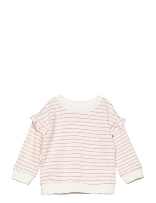 Mango Ruffled Striped Sweatshirt Mango Pink