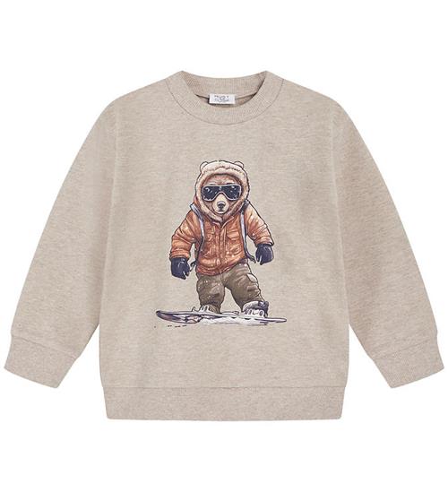 Se Hust and Claire Hust and Claire Sweatshirt - Sejer - Beige Melange m. Bjørn ved KidsWorld