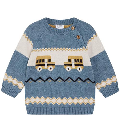 Hust and Claire Bluse - Strik - Palle - Ocean Melange m. Biler