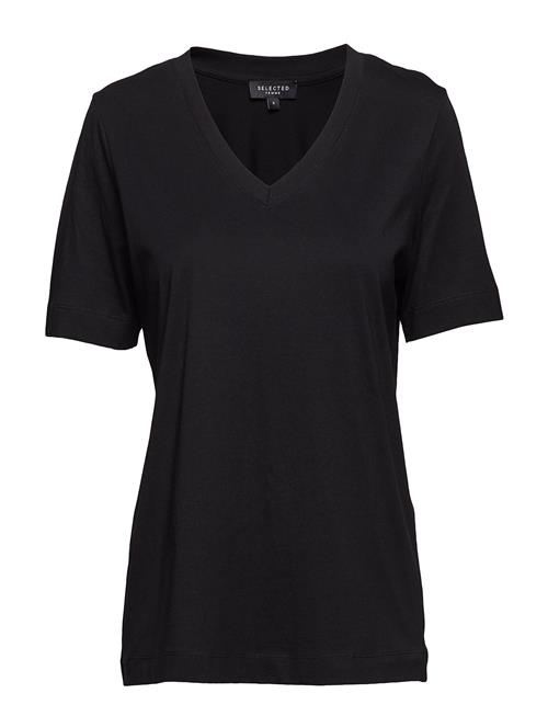 Se Selected Femme Slfstandards V-Neck Tee Selected Femme Black ved Booztlet