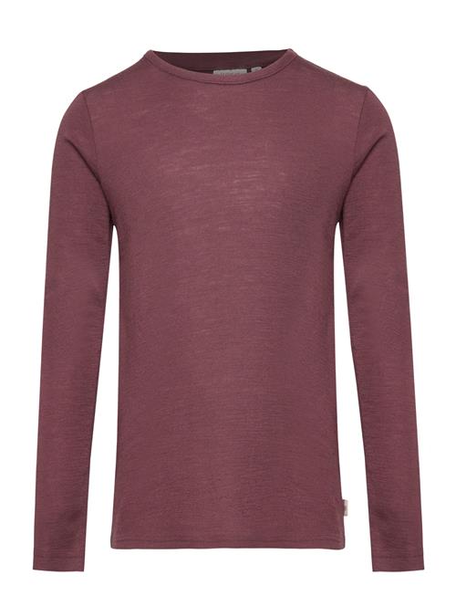 Wheat Wool T-Shirt Ls Wheat Burgundy