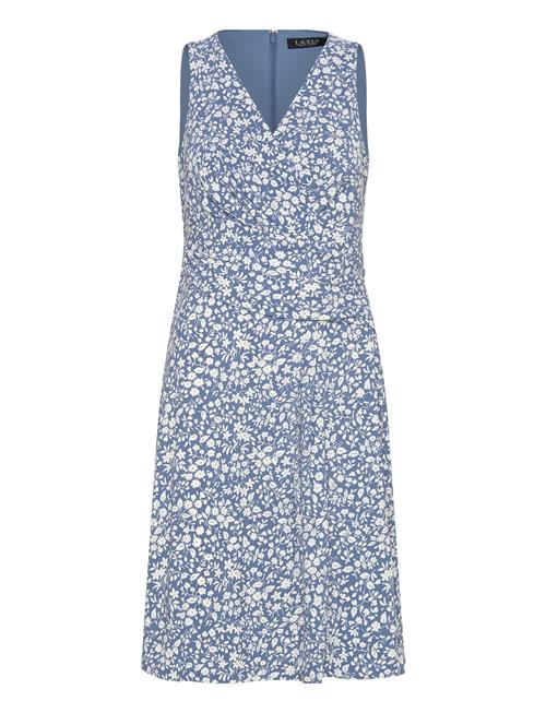 Floral Surplice Jersey Sleeveless Dress Lauren Ralph Lauren Blue