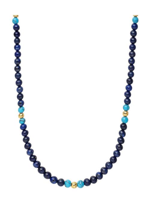 Beaded Necklace With Blue Lapis, Turquoise, And Gold Nialaya Blue