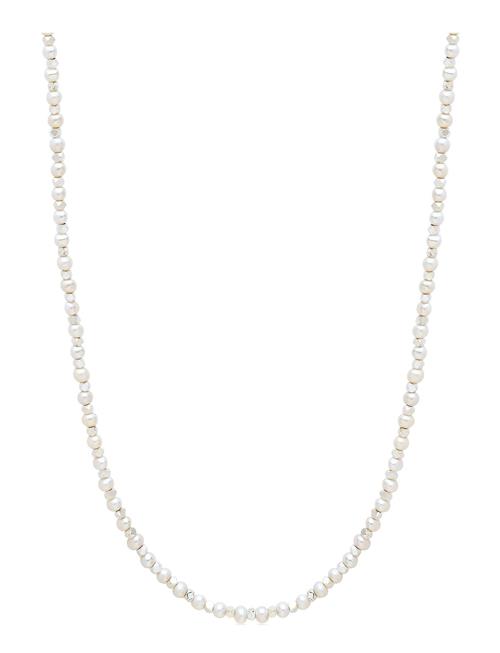 Nialaya Men's Mini Beaded Necklace With Pearls Nialaya White