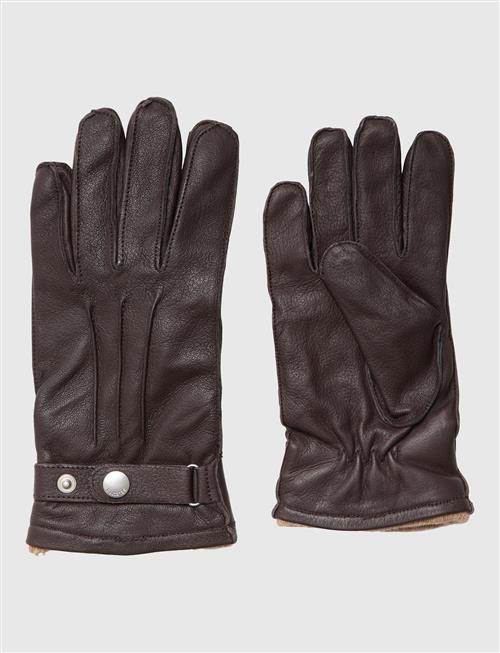 Se Selected Homme Slhpoul Leather Gloves Selected Homme Brown ved Booztlet