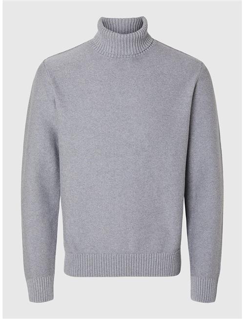 Se Selected Homme Slhaxel Ls Knit Roll Neck Noos Selected Homme Grey ved Booztlet