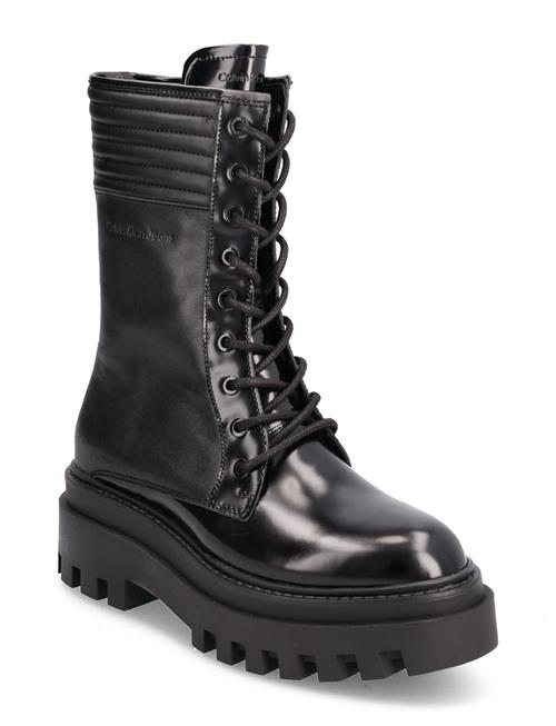 Se Calvin Klein Flatform Knee Boot Laceup Lth Wn Calvin Klein Black ved Booztlet