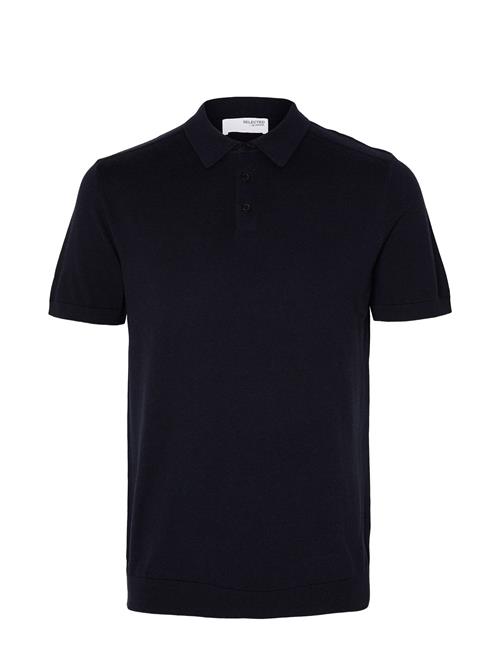 Se Selected Homme Slhberg Ss Knit Polo Noos Selected Homme Navy ved Booztlet