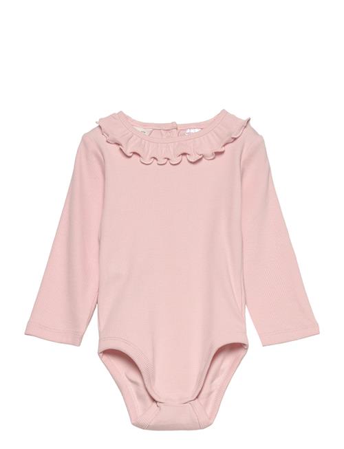 Mango Ruffle Ribbed Bodysuit Mango Pink