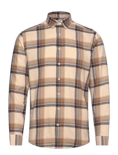 Checked Brushed Shirt L/S Lindbergh Beige