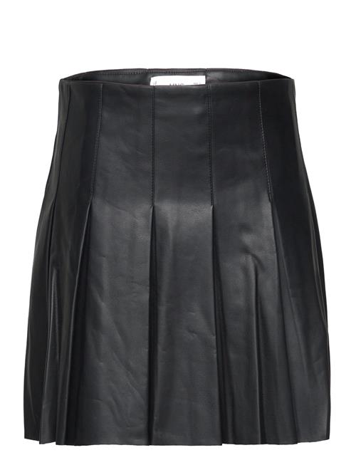 Mango Leather-Effect Pleated Mini-Skirt Mango Black