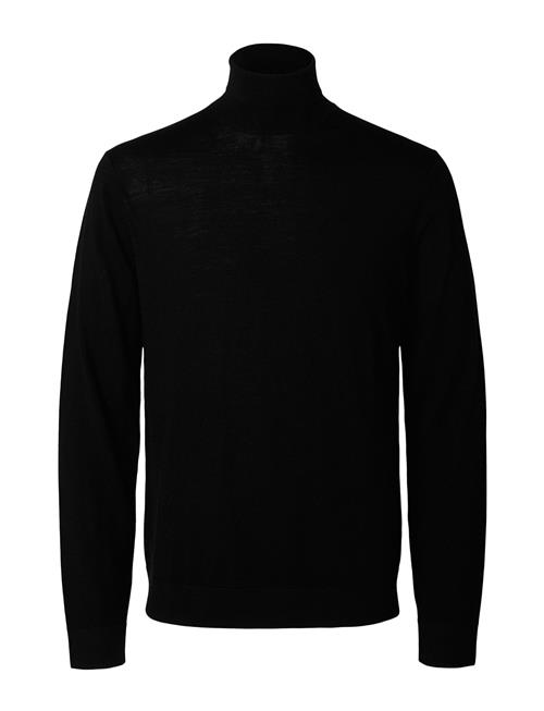 Slhtray Ls Knit Merino Roll Neck Noos Selected Black