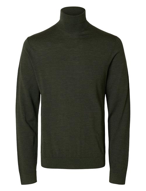 Selected Homme Slhtray Ls Knit Merino Roll Neck Noos Selected Homme Khaki