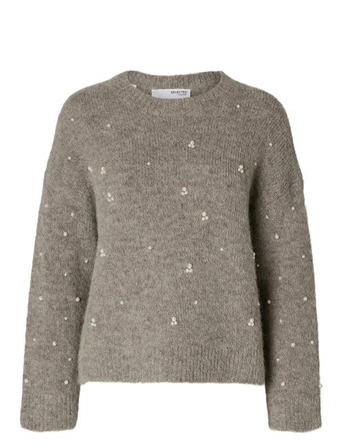 Se Slfgabella Ls Pearl Knit Ex Selected Femme Grey ved Booztlet