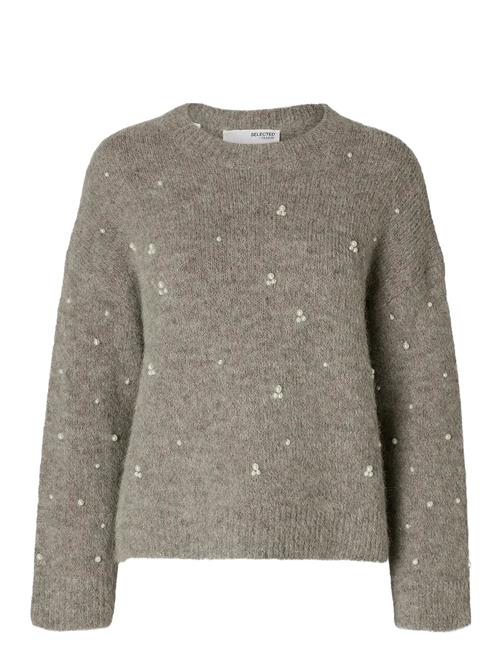 Slfgabella Ls Pearl Knit Ex Selected Grey