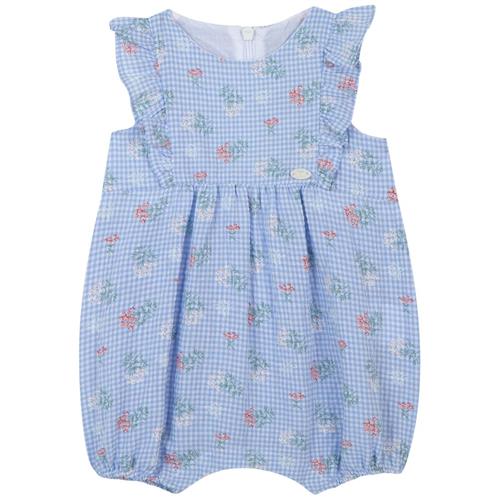 Se Tartine et Chocolat Gingham Blomstret Romper Blå | Blå | 9 months ved Babyshop