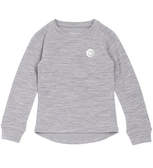 Se Viking Bluse - Uld/Bambus - Baselayer - Grey/Light Grey ved KidsWorld