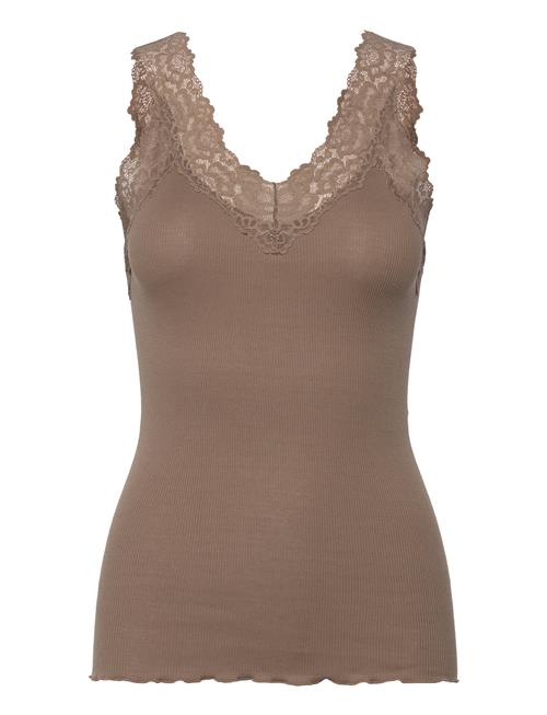 Se Rosemunde Organic Top W/ Lace Rosemunde Brown ved Booztlet