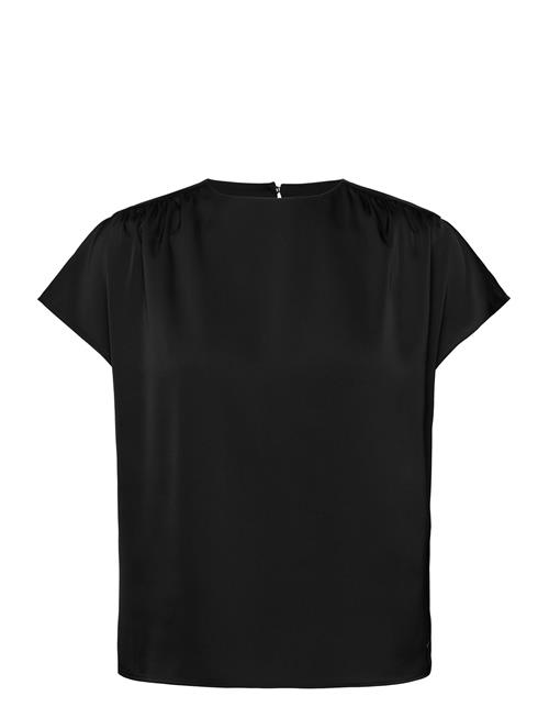 Calvin Klein Satin Shine Ss Gathered Blouse Calvin Klein Black