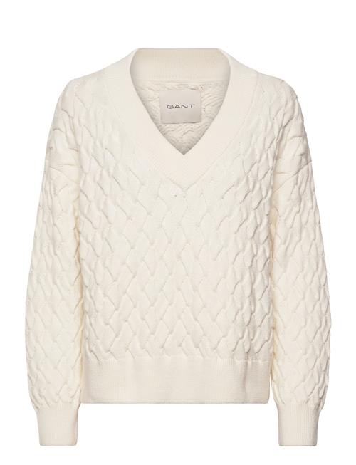 GANT Textured Cotton V-Neck GANT Cream