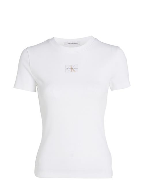 Calvin Klein Jeans Woven Label Rib Baby Tee Calvin Klein Jeans White