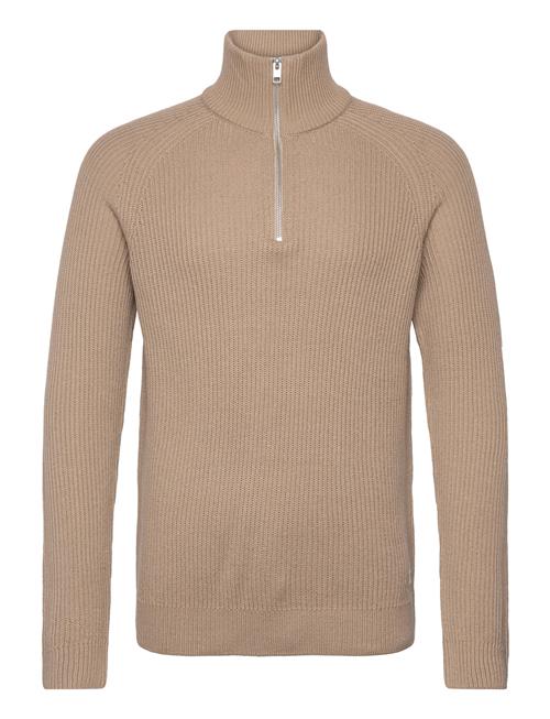 Se Jack & Jones Jjpannel Knit Half Zip Aw24 Jack & J S Beige ved Booztlet