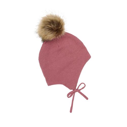 Minymo Hat w. detachable fake fur and tie strings Dusty Rose Hue med aftagelig falsk pels og bindebånd Dusty Rose | Lyserød | 50 cm