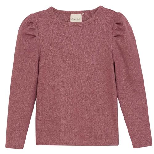 Minymo Glitter Rib Langærmet T-Shirt Deco Rose | Lyserød | 104 cm