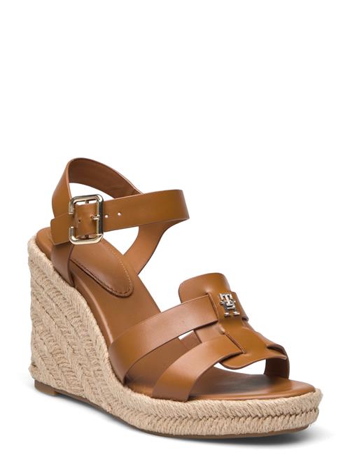 Espadrille High Wedge Leather Tommy Hilfiger Brown