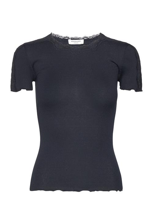 Se Rosemunde Silk T-Shirt W/ Lace Rosemunde Navy ved Booztlet