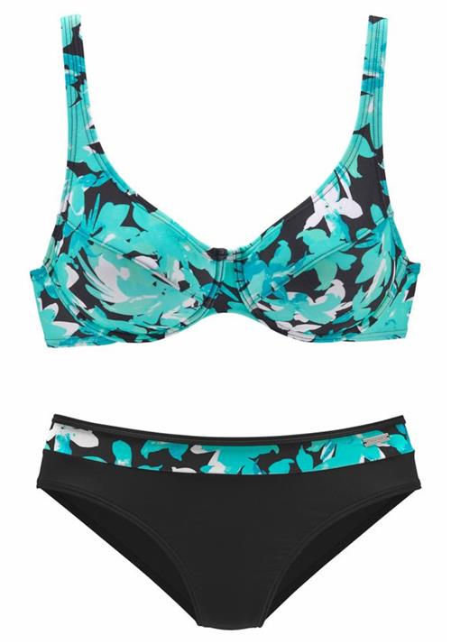 Se PETITE FLEUR Bikini  turkis / sort / hvid ved About You