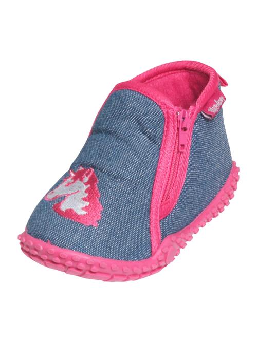 PLAYSHOES Hjemmesko 'Einhorn'  blue denim / mørk pink