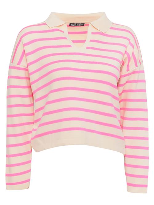 FRESHLIONS Pullover i overstørrelse ' Larina '  pink / hvid