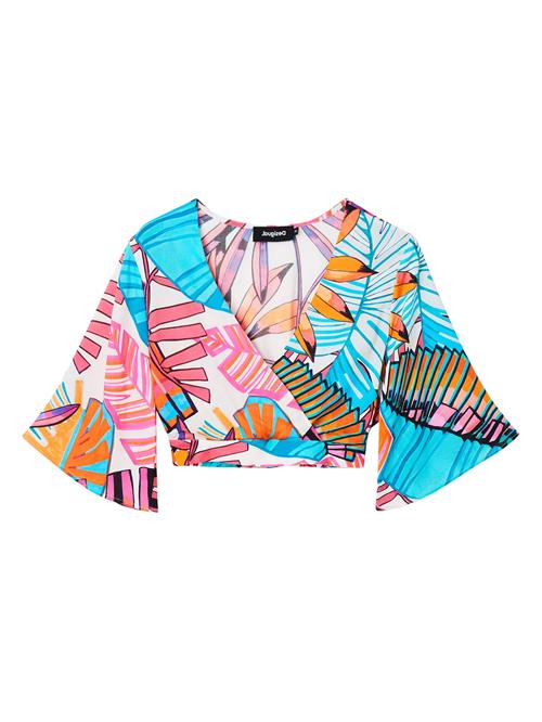 Se Desigual Bluse 'Landes'  aqua / mandarin / lys pink / hvid ved About You