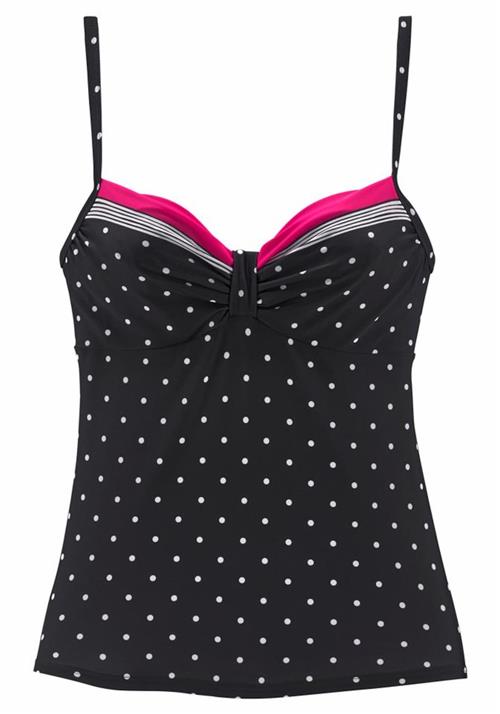 LASCANA Tankini-overdel 'Monroe'  neonpink / sort / hvid