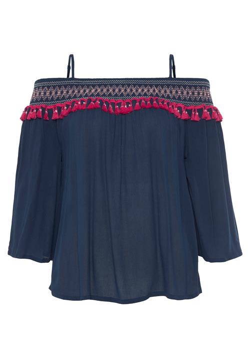 Se LASCANA Bluse  creme / navy / lyserød / magenta ved About You