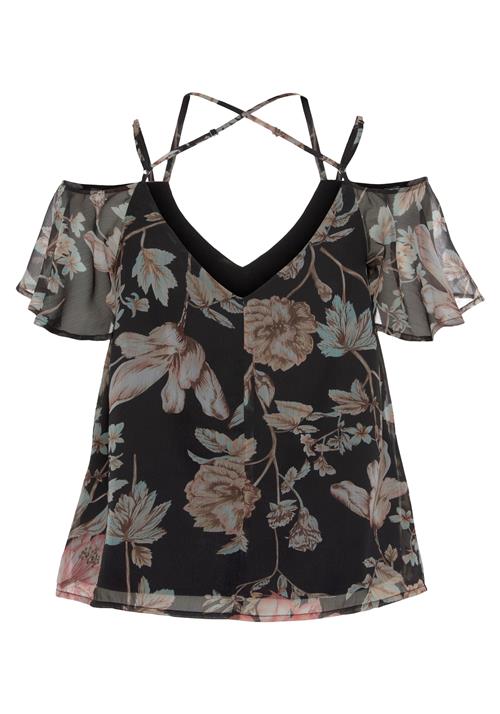 LASCANA Bluse  brun-meleret / sort