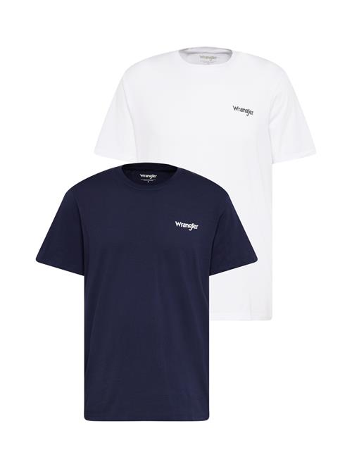 Se WRANGLER Bluser & t-shirts 'Sign Off'  navy / hvid ved About You