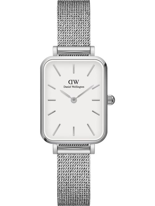 Se Daniel Wellington Analogt ur 'Quadro Pressed Sterling S White'  sølv / hvid ved About You