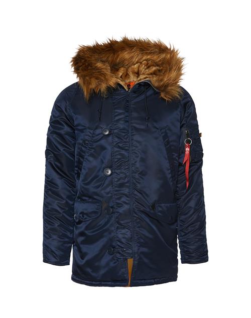 ALPHA INDUSTRIES Vinterparka 'N3B VF 59'  mørkeblå / brun / knaldrød / hvid