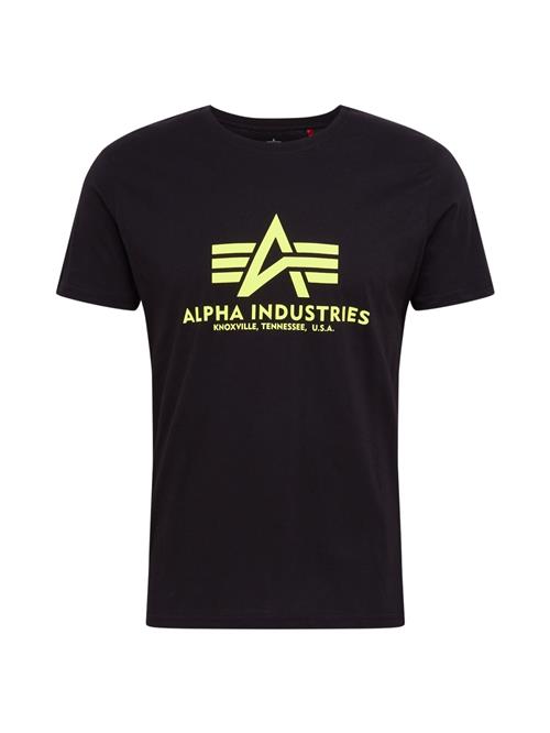 ALPHA INDUSTRIES Bluser & t-shirts 'Basic T Neon Print'  neongul / sort