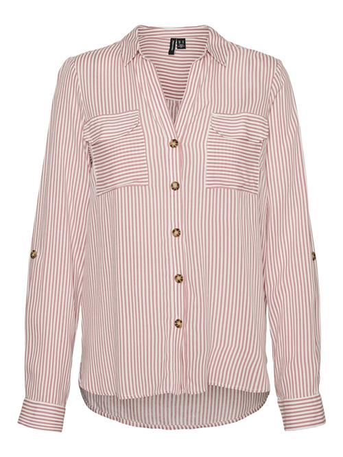 Se VERO MODA Bluse 'VMBumpy'  gammelrosa / hvid ved About You