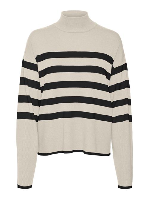 Se VERO MODA Pullover 'Happiness'  beige / natblå ved About You